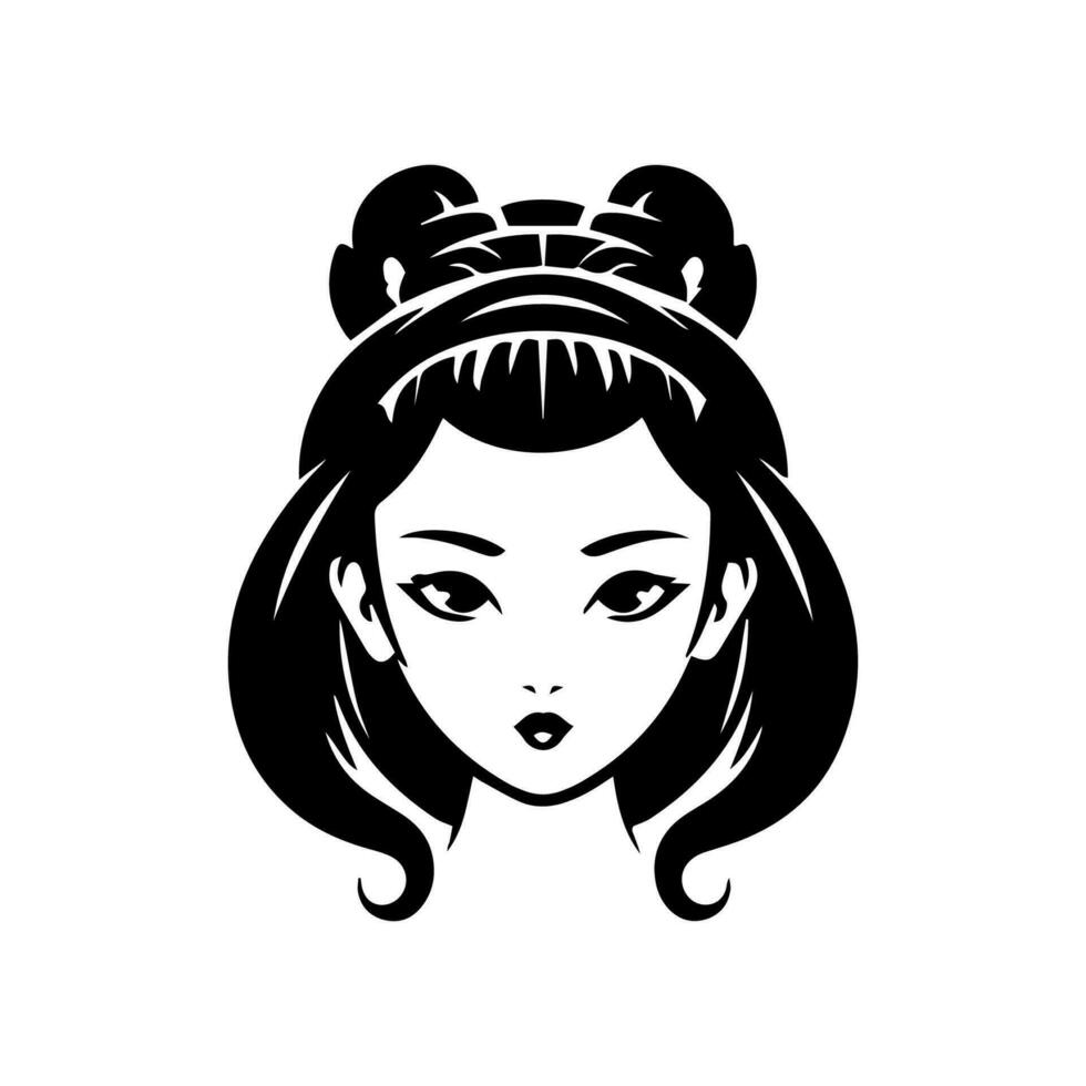 japanisch Geisha Mädchen Hand gezeichnet Logo Design Illustration vektor