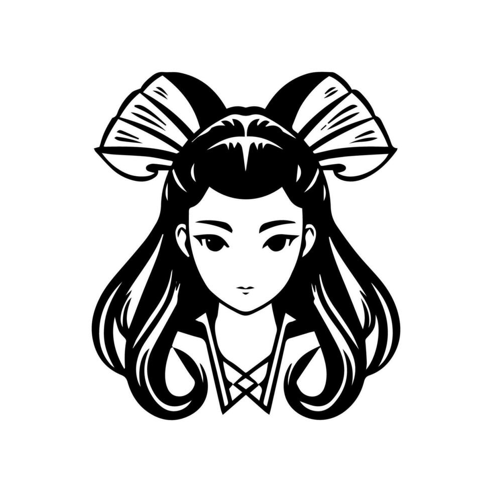 en fusion av traditionell och modern estetik, detta hand dragen logotyp design skildrar de lockande charm av en japansk geisha flicka. vektor