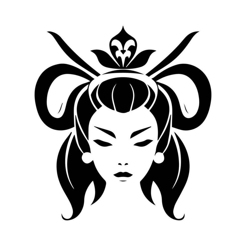 bestechen Ihre Publikum mit ein Hand gezeichnet Logo Design Illustration von ein japanisch Geisha Mädchen, symbolisieren Schönheit, Tradition, und Mystik. vektor