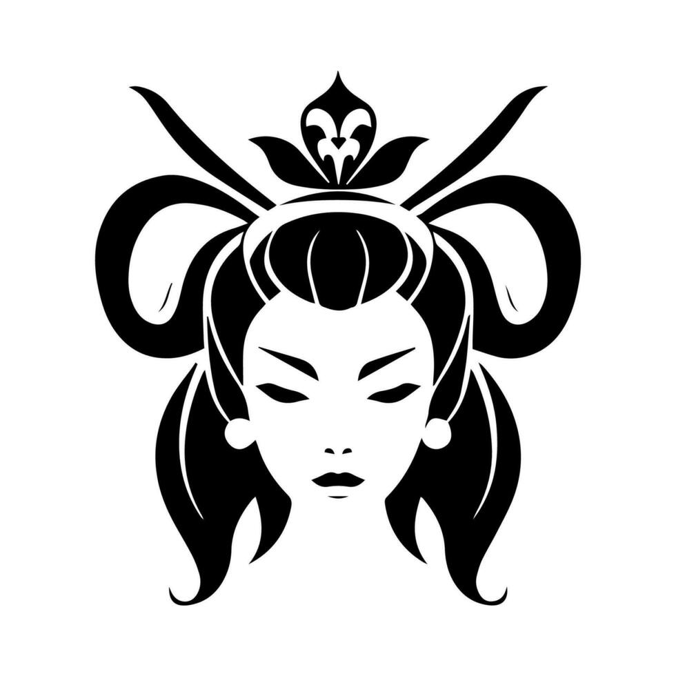 fängsla din publik med en hand dragen logotyp design illustration av en japansk geisha flicka, symboliserar skönhet, tradition, och mystik. vektor