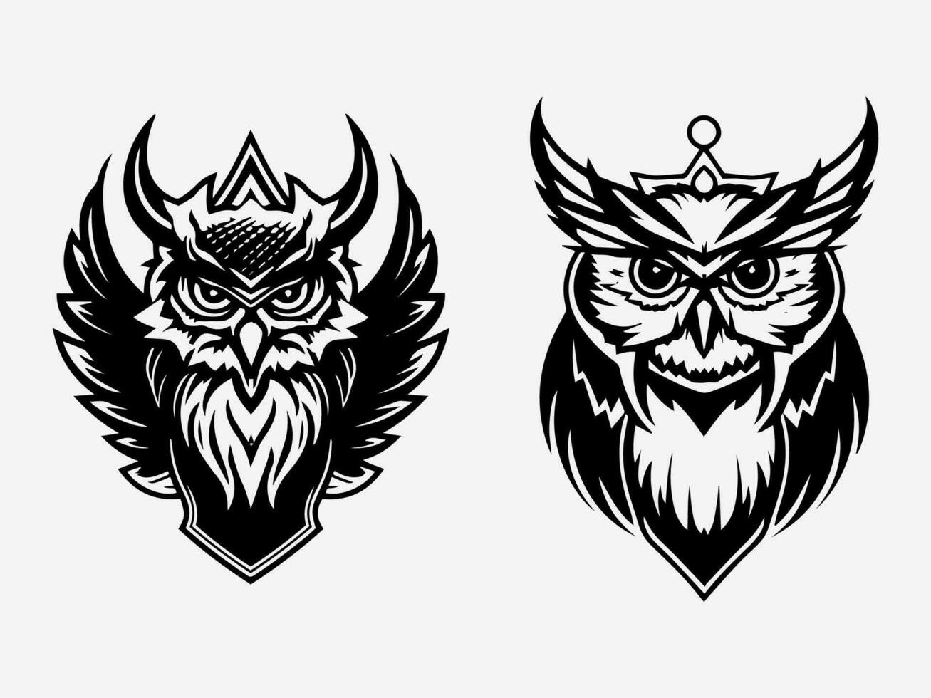 Uggla hand dragen logotyp design illustration vektor