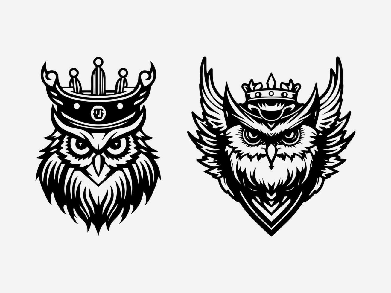 Uggla hand dragen logotyp design illustration vektor