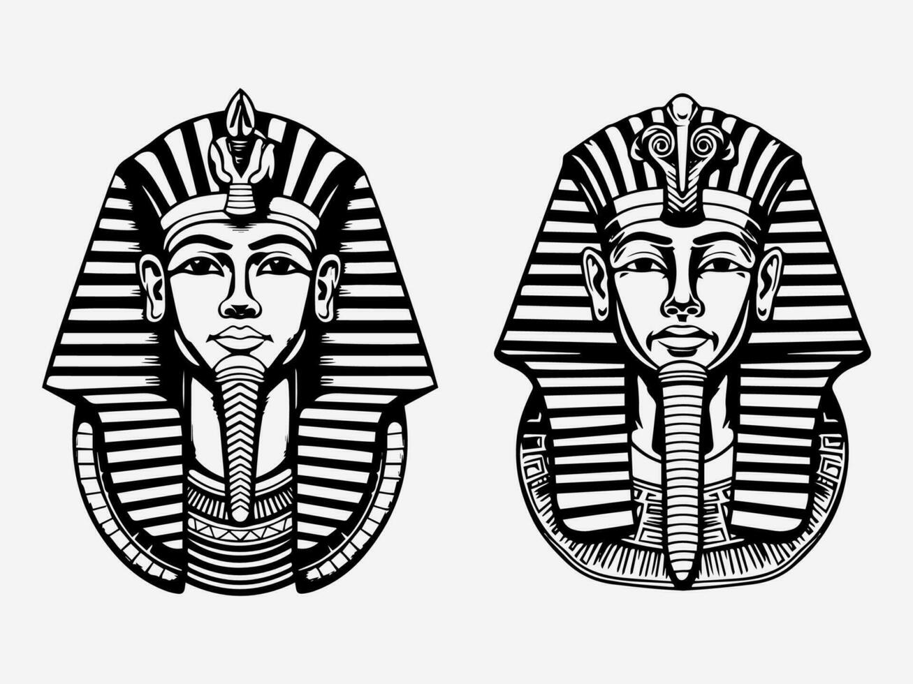 invecklad hand dragen illustration av en farao, representerar kraft, visdom, och kulturell rikedom, idealisk för en distinkt logotyp design vektor