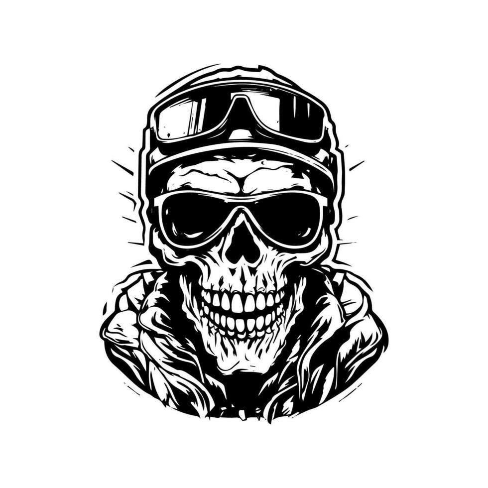 skalle zombie bär motorcykel cyklist hjälm logotyp vektor