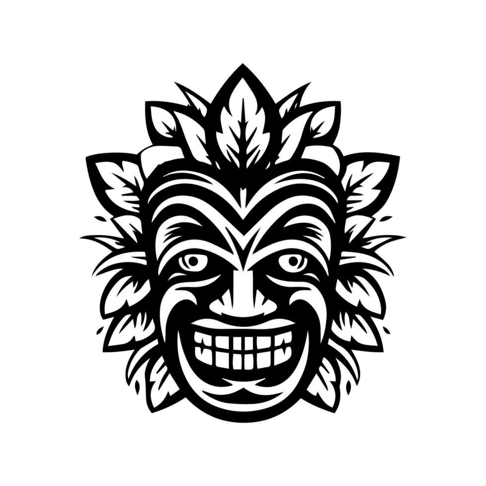 ausdrucksvoll und fesselnd Hand gezeichnet Illustration von ein hölzern Tiki Maske, verkörpern das Mystik und Charme von polynesisch Kultur vektor