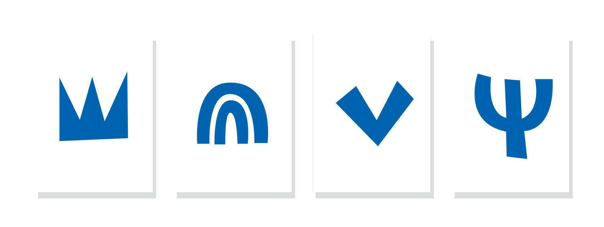 minimalistisk abstrakt vägg konst terar blå form element på en vit bakgrund. idealisk för vägg dekor, vykort, affischer, broschyrer, och Hem dekoration. vektor