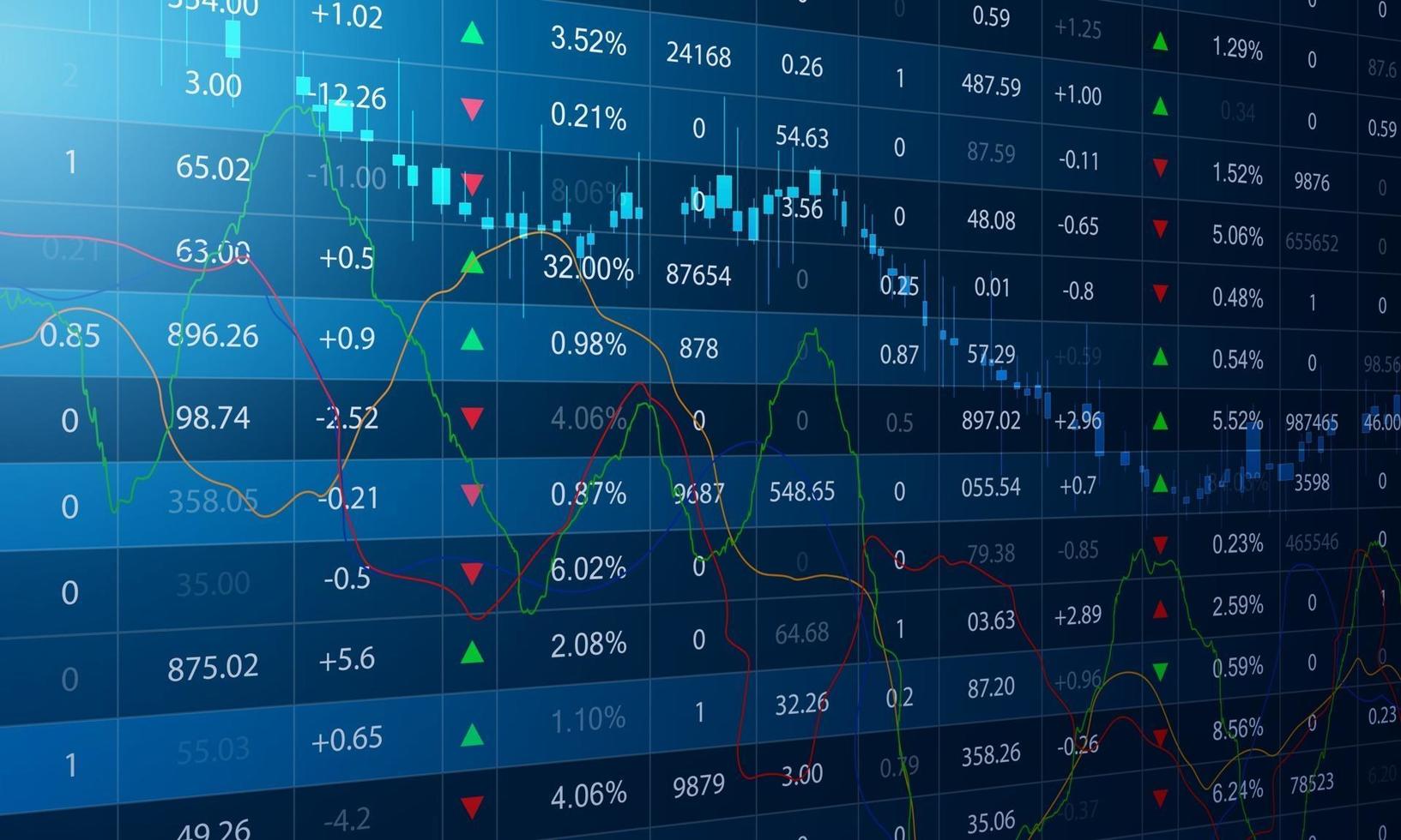 Börsenwirtschaftsdiagramm mit Diagrammen, Geschäfts- und Finanzkonzepten und Berichten, abstraktem Technologiekommunikationskonzept, Vektorhintergrund vektor