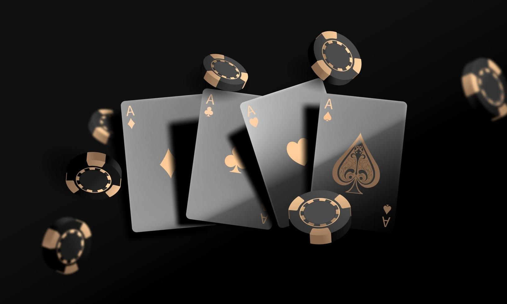 spelkortsvinnande pokerhandcasinochips som flyger realistiska tokens för spelkontanter för roulette eller poker vektor