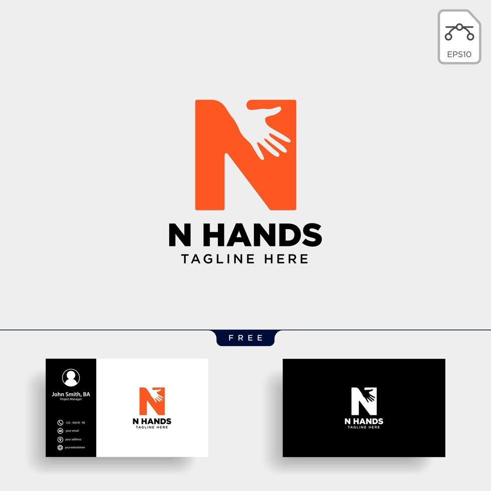 minimal n brev initial hand logotyp mall vektor illustration ikon element isolerad vektor