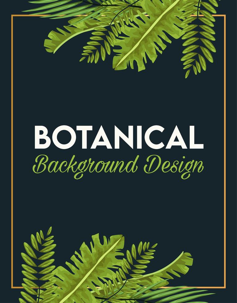 botaniska bokstäver i affisch med blad och gyllene ram vektor