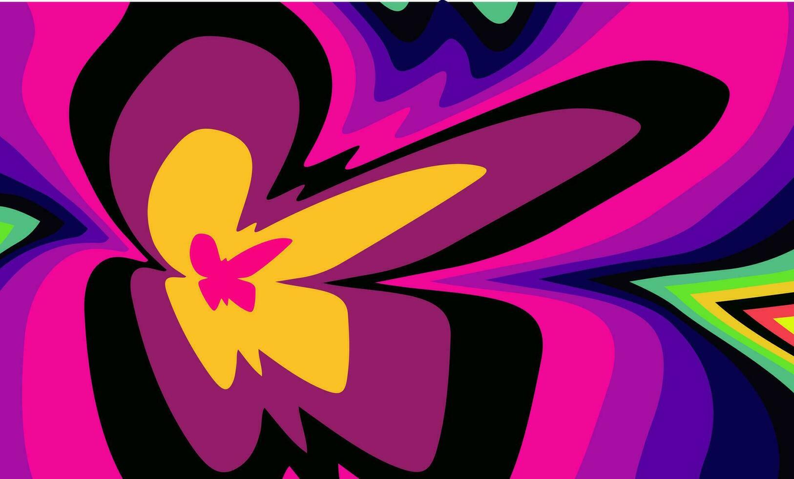 Schmetterling verzerren groovig Hippie psychedelisch Hintergrund. Vektor Illustration