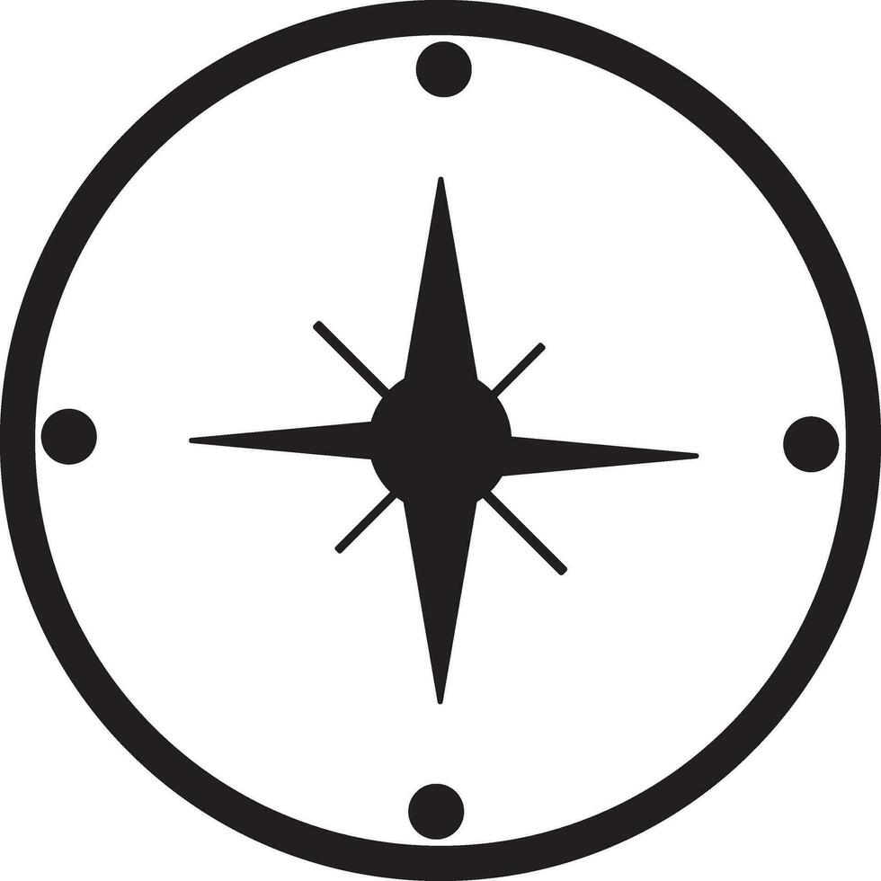 schwarz und Weiß Kompass im eben Stil. vektor