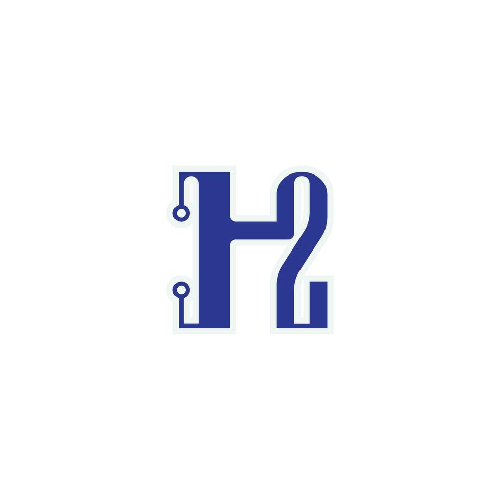 logotyp brev h2 teknologi vektor