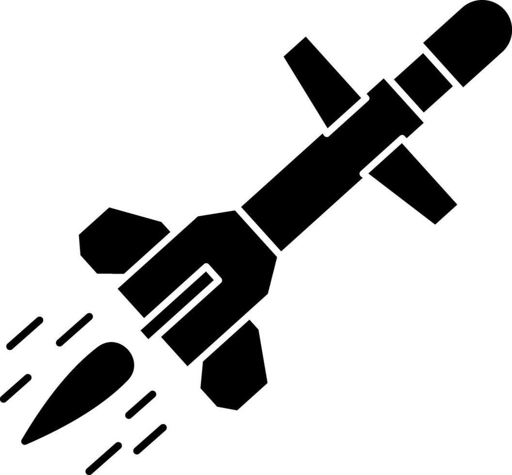 isolerat svart och vit Färg missil ikon i platt stil. vektor