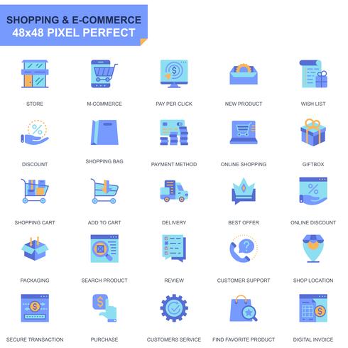 Einfache Set E-Commerce und Shopping flache Icons für Website und Mobile Apps vektor