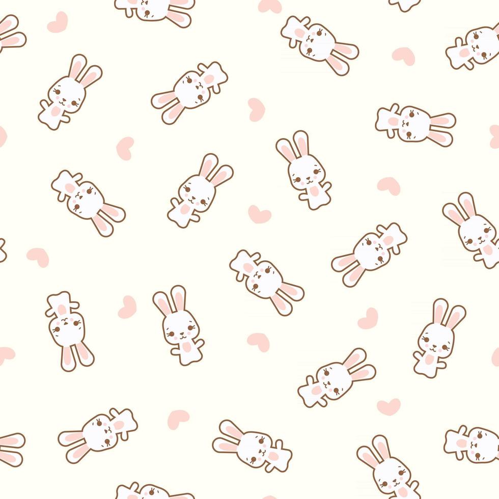 sömlösa mönster kaniner på bakgrund med rosa hjärtan vektor
