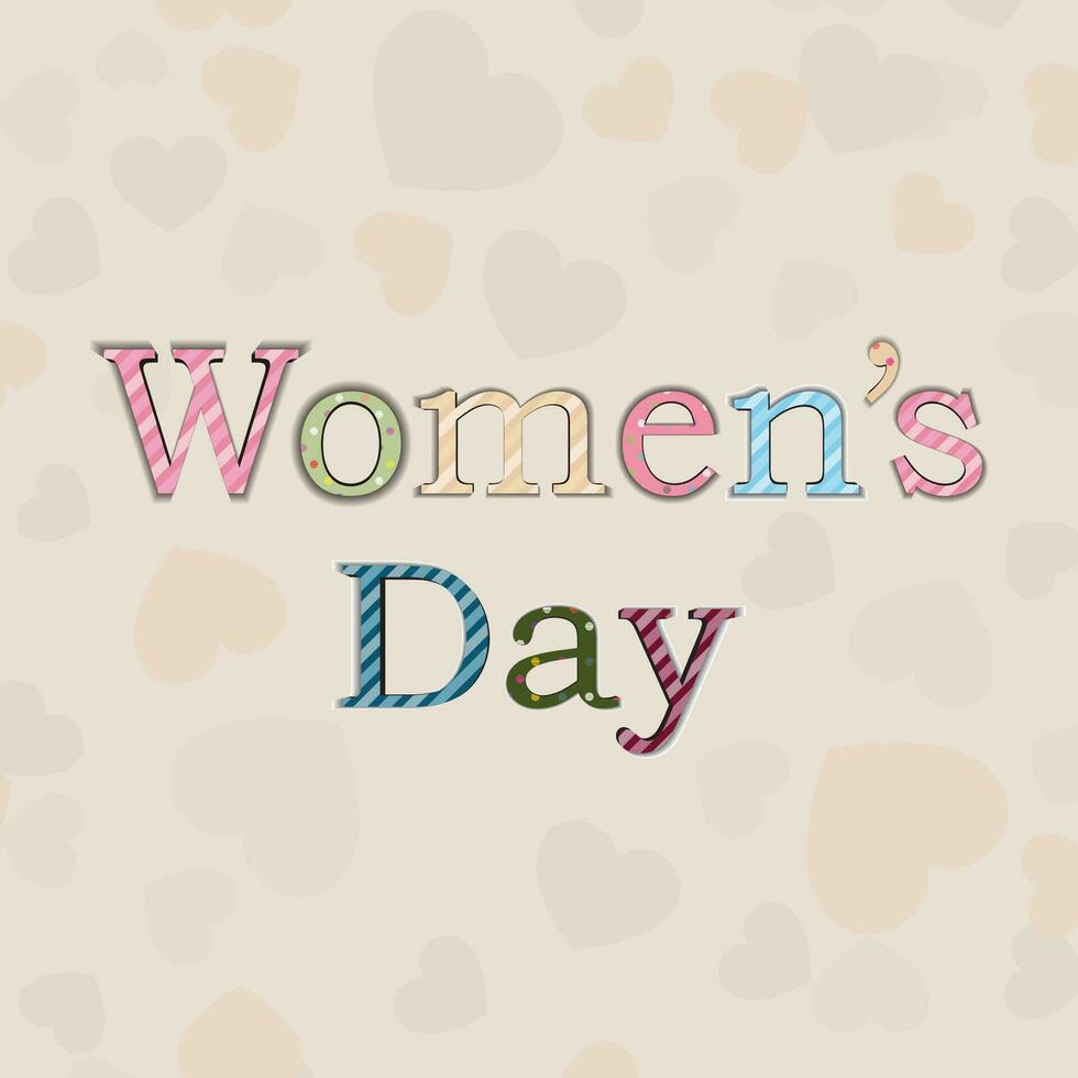elegant Gruß Karte Design mit stilvoll Text glücklich Damen Tag auf glänzend Rosa Hintergrund. vektor