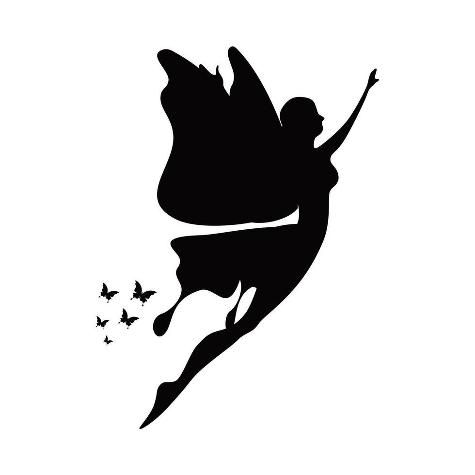 fjäril flicka med vingar blad för wellness kvinna friska liv natur näring logotyp design inspiration vektor