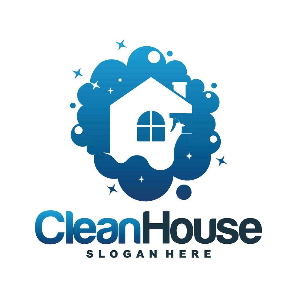 Hausreinigung Logo Designs Konzept, Reinigung Haus Logo Vorlage Vektor