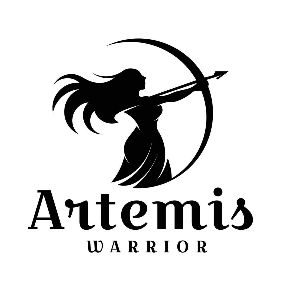 Artemis Logo Design Bogenschießen Illustration Logo Vektor