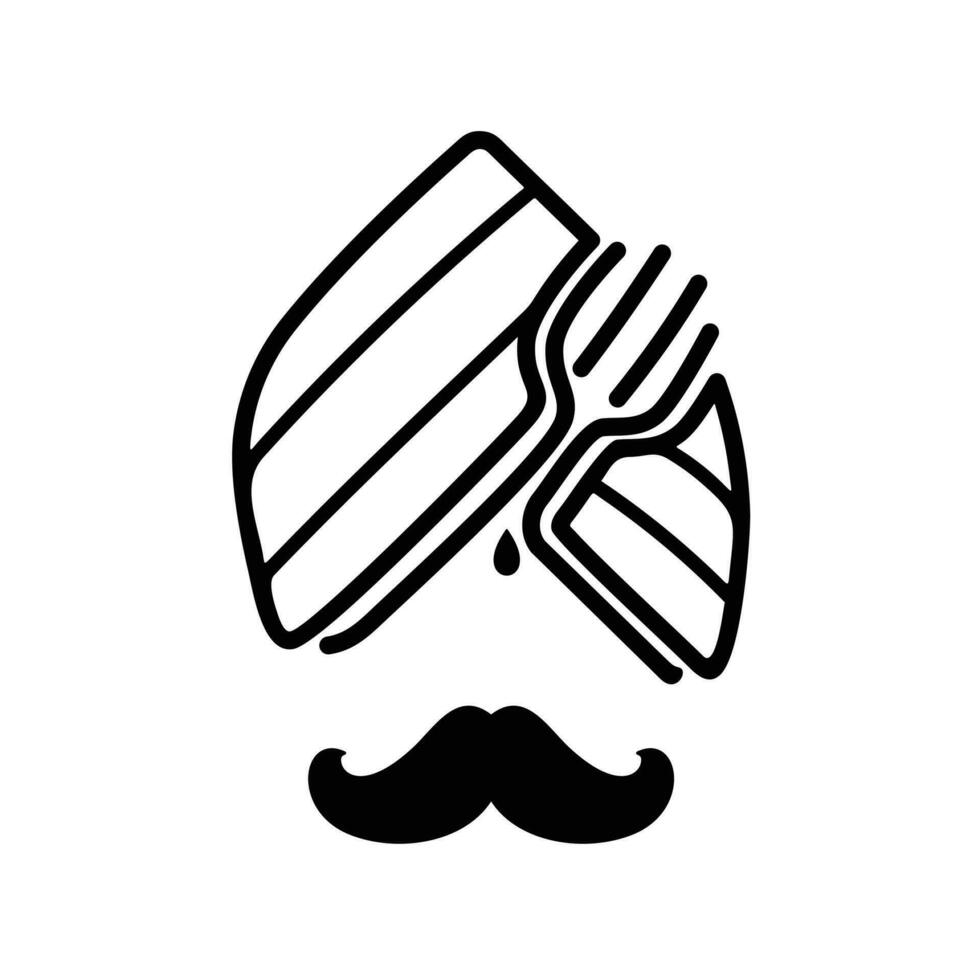 Turban Gabel Schnurrbart indisch Essen Restaurant Logo Design vektor