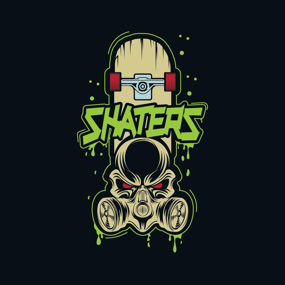 Skateboarding T-Shirts drucken im Farbe. Vektor Illustration