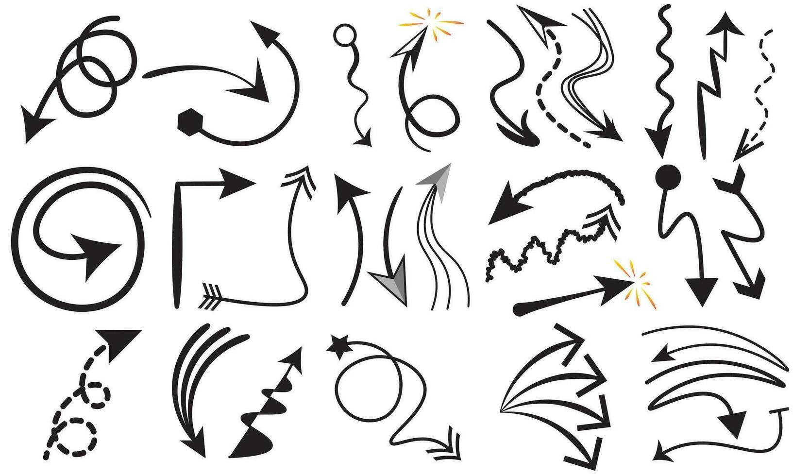 Sammlung Hand gezeichnet Pfeile.set einfach Pfeile isoliert auf Weiß hintergrund.hand gezeichnet Pfeil Kennzeichen Symbole Vektor