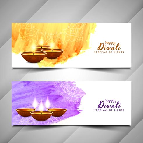 Abstrakt Glad Diwali bannersats vektor