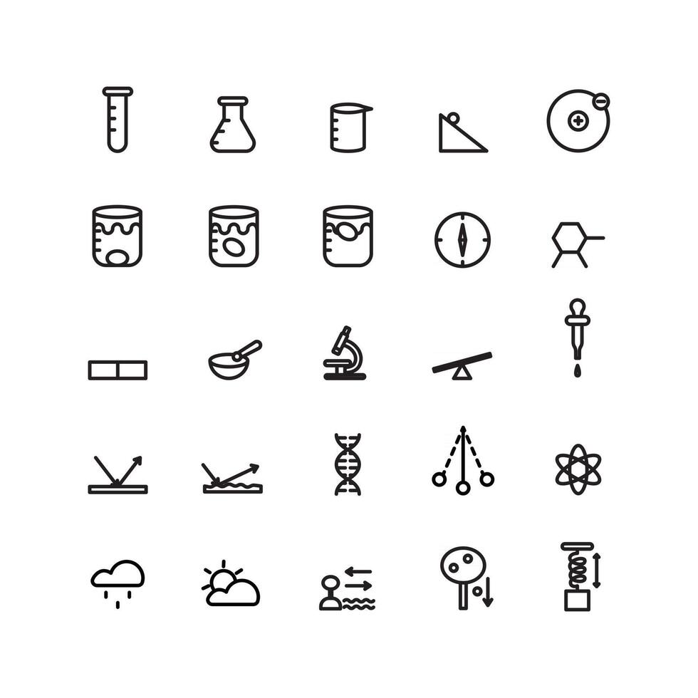 vetenskap ikonuppsättning vektor linje för webbplats mobilapp presentation sociala medier lämpliga för användargränssnitt och användarupplevelse