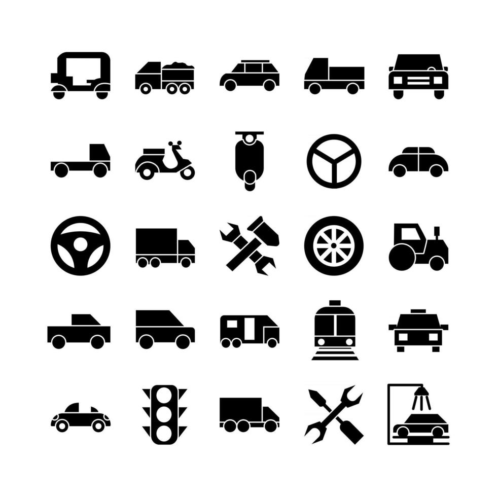 Automobil-Icon-Set Vektor solide für die Präsentation der mobilen App auf der Website soziale Medien geeignet für Benutzeroberfläche und Benutzererfahrung