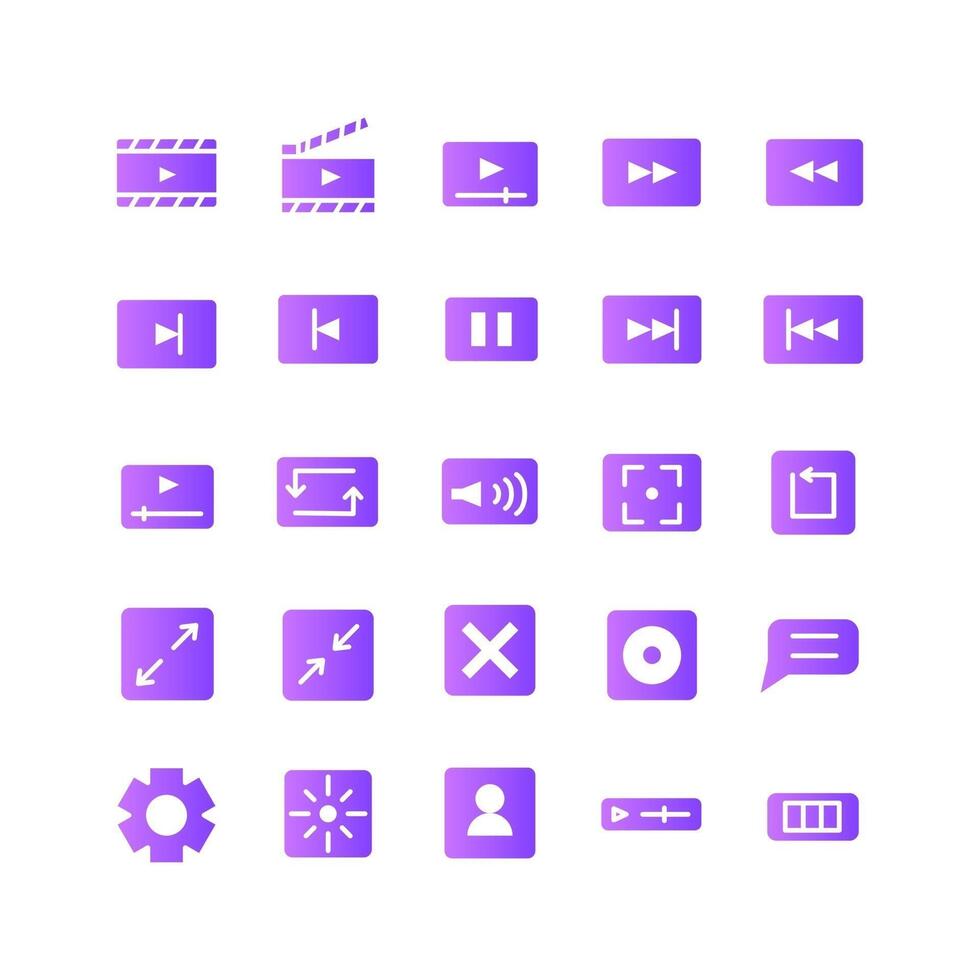 videospelare ikonuppsättning vektorgradient för webbplats mobilapp presentation sociala medier lämpliga för användargränssnitt och användarupplevelse vektor