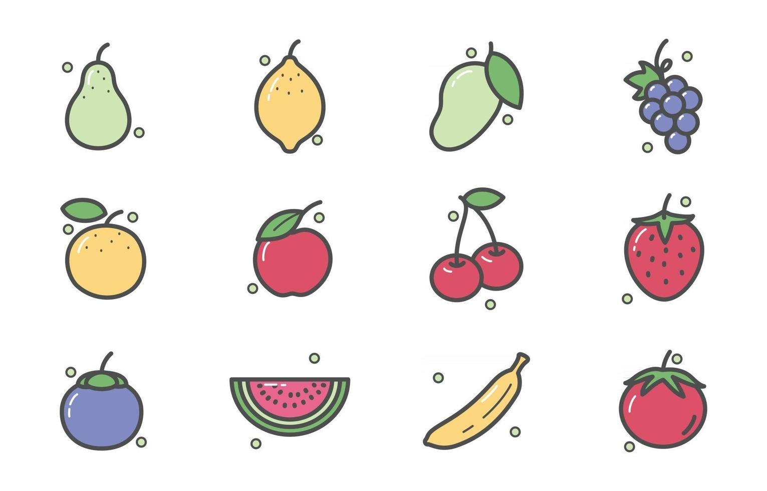 färgglada färsk frukt ikon vektor