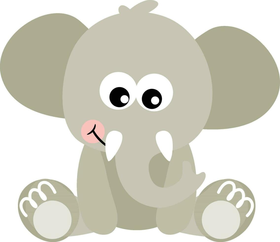 rolig söt bebis elefant Sammanträde vektor