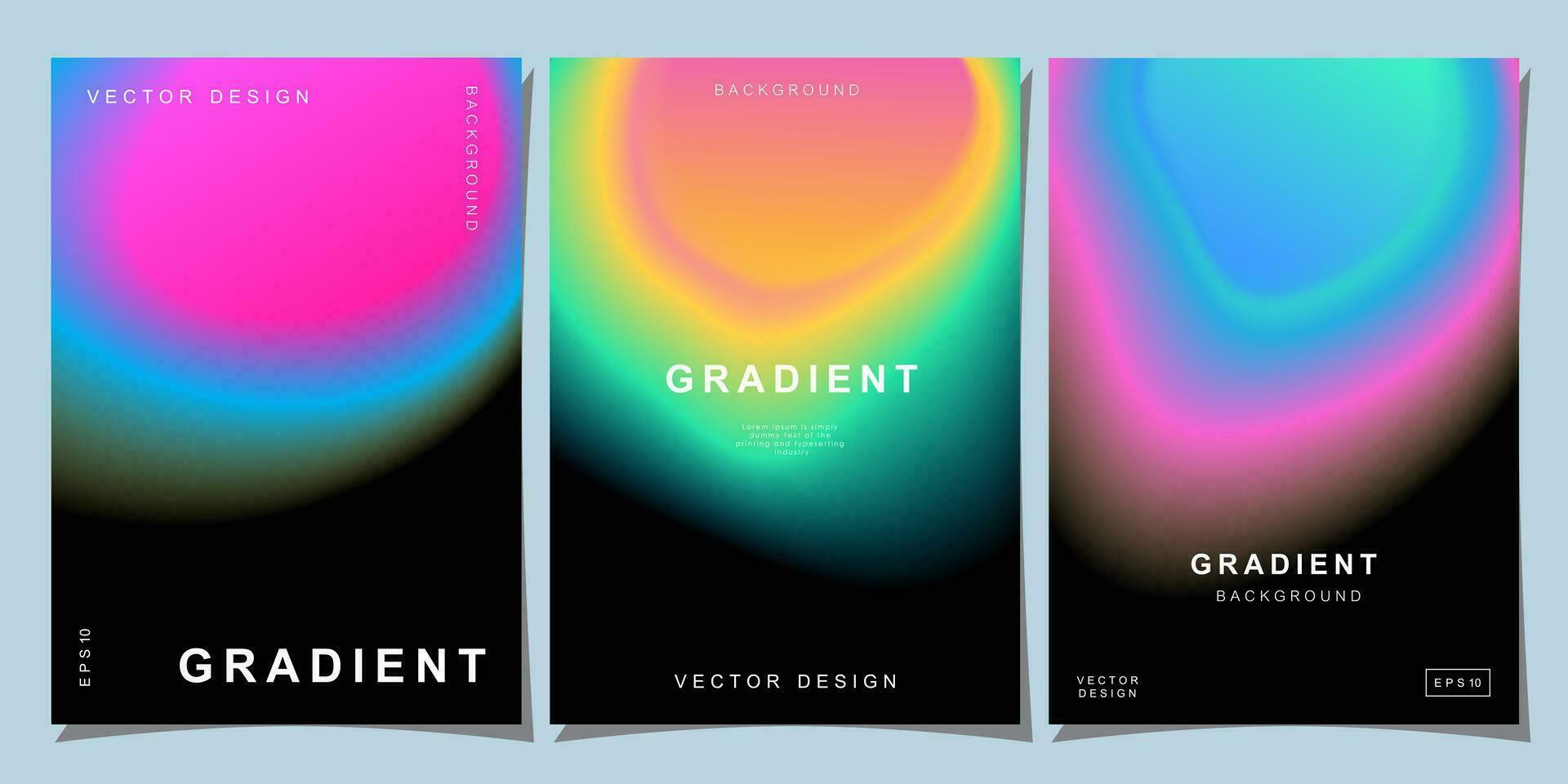 einstellen von kreativ Abdeckungen oder Plakate Konzept im modern minimal Stil zum korporativ Identität, Marke, Sozial Medien Werbung, Werbeaktion. minimalistisch Startseite Design Vorlage mit dynamisch Flüssigkeit Gradient. vektor