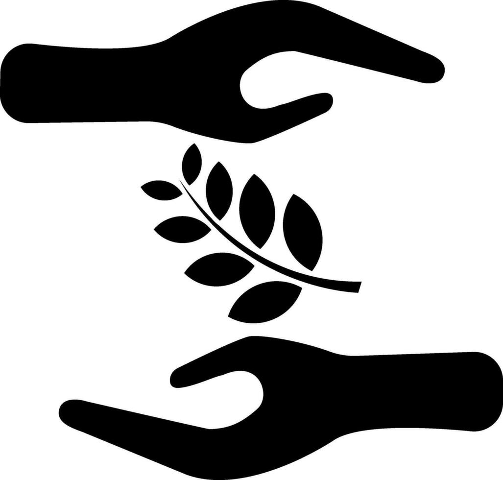 schwarz Hände unterstützen Natur Pflege Blätter. vektor