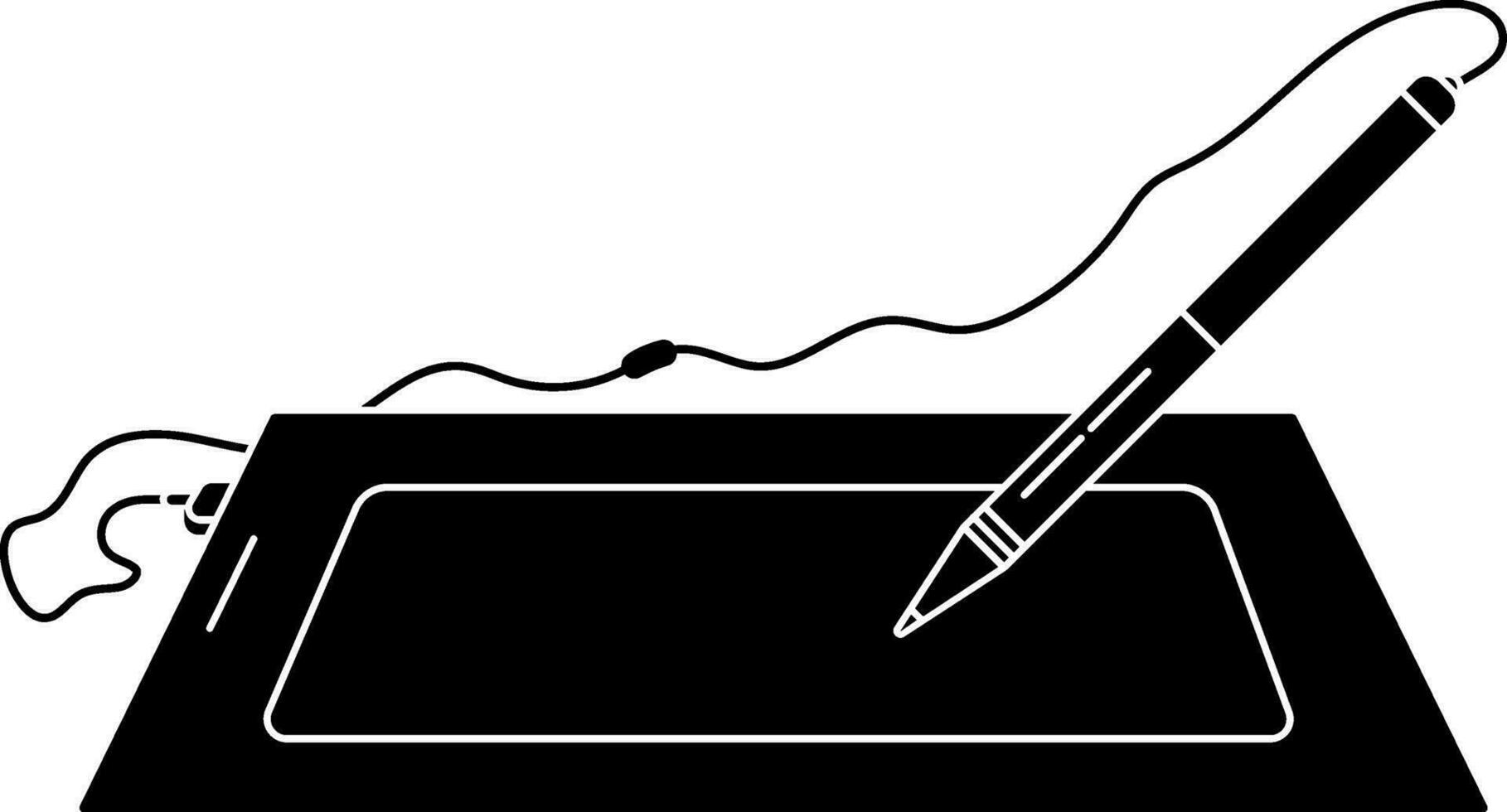 Stift Tablette im schwarz und Weiß Farbe. Glyphe Symbol oder Symbol. vektor