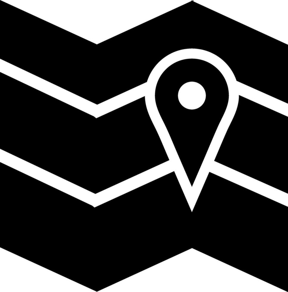 schwarz und Weiß Karte Symbol mit Ort Pfadfinder unterzeichnen. vektor