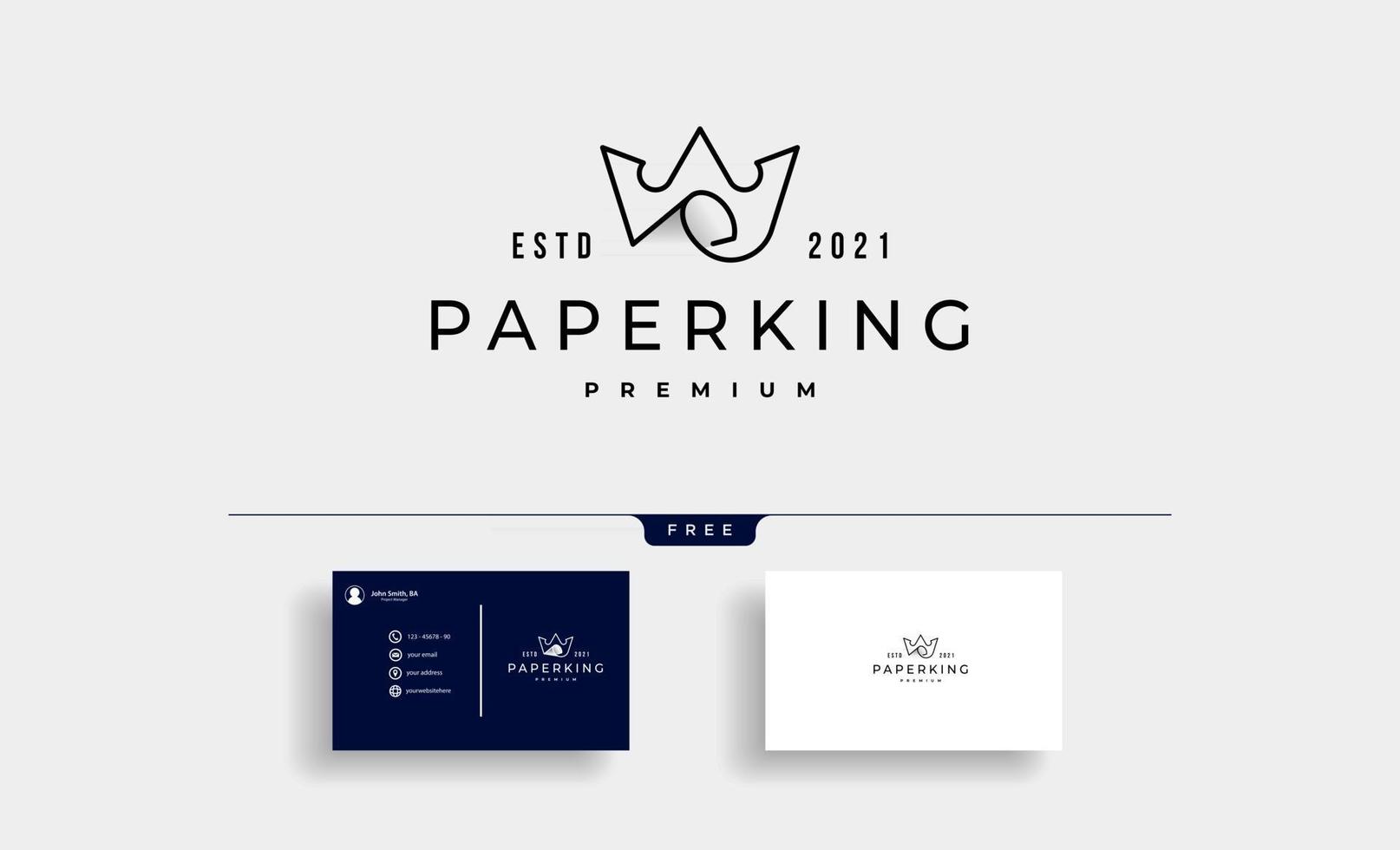 Papier König Linie Kunst Logo Design Vektor-Illustration vektor