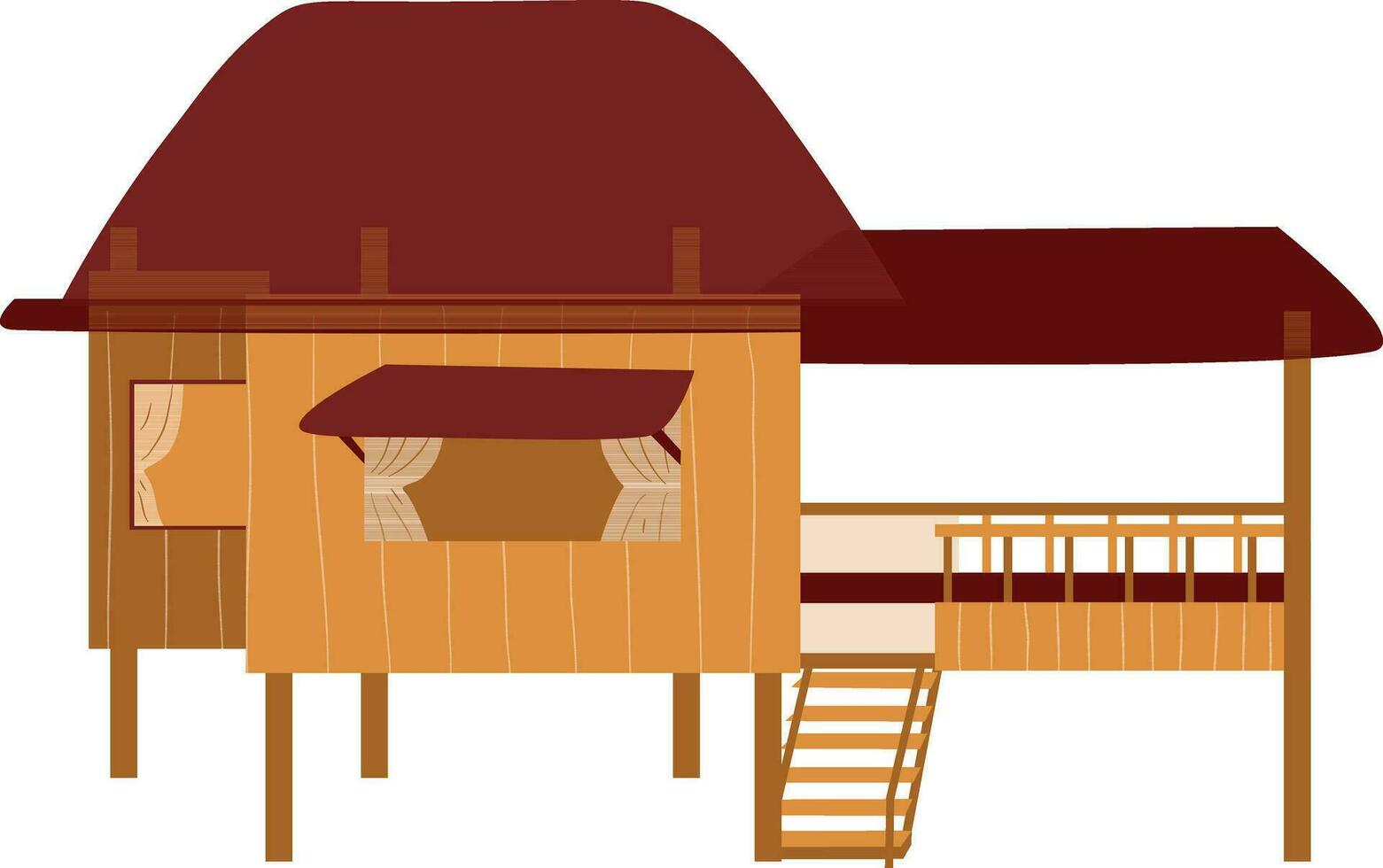 trä- bungalow isolerat på vit bakgrund. vektor illustration.