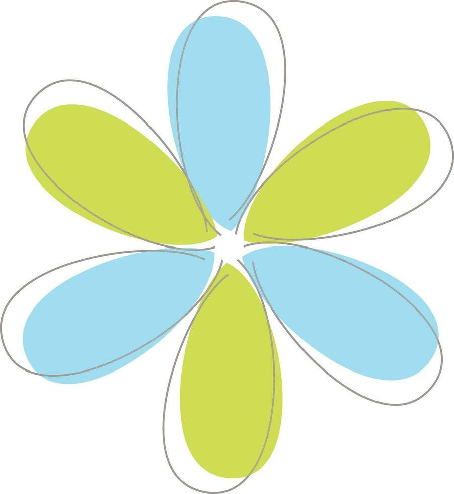 isolerat illustration av blomma tillverkad med grön och himmel blå Färg. vektor