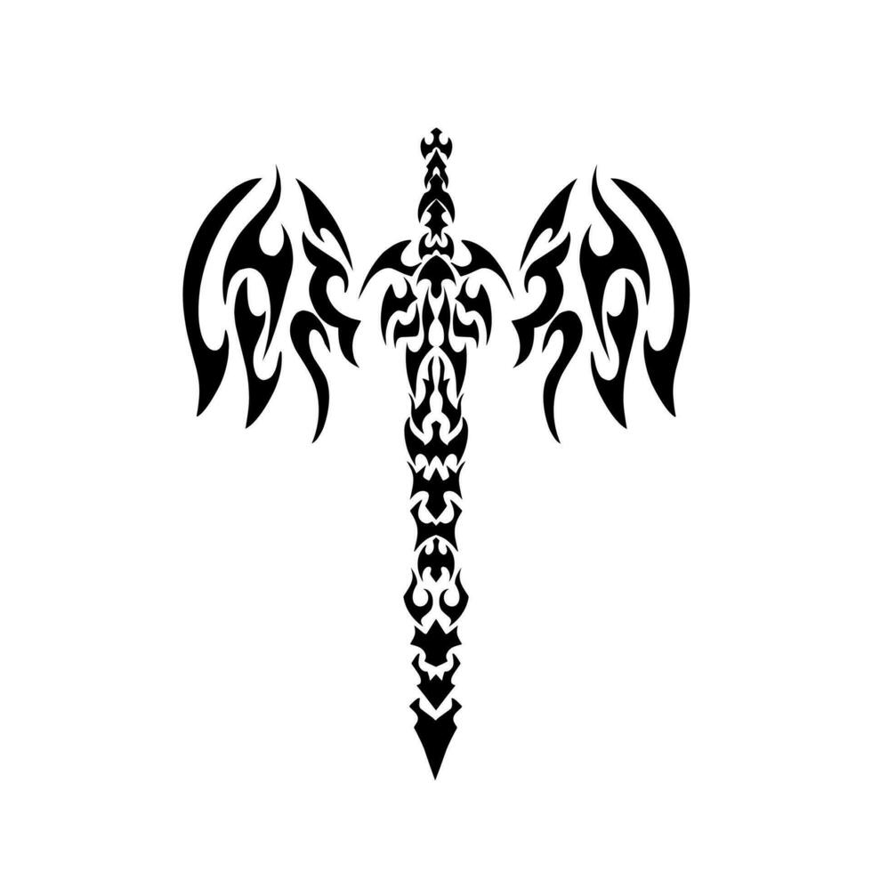 Illustration Vektor Grafik von Stammes- Kunst Design Schwert Flügel zum Tatto