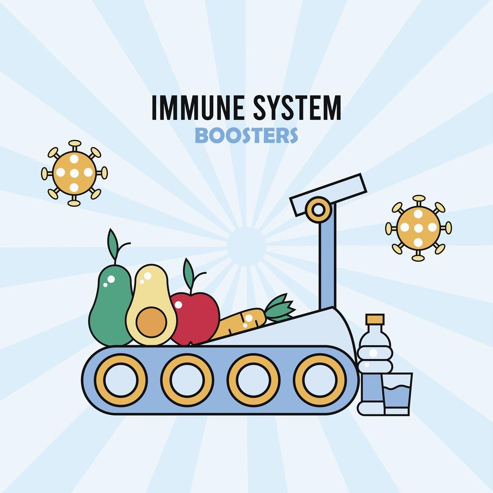 Immunsystem Booster Maschinensport und gesunde Ernährung vektor