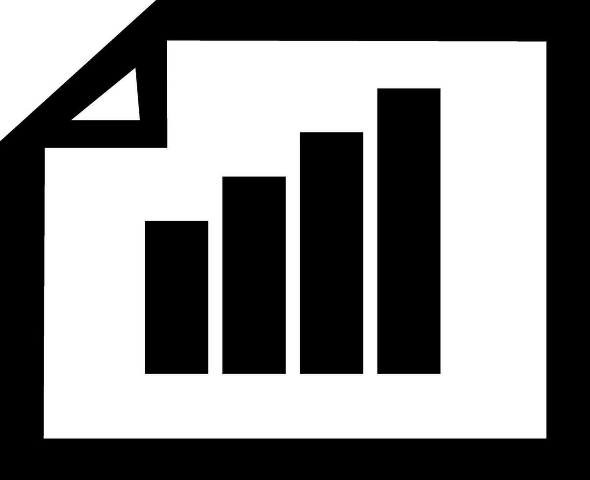 glyf ikon av papper dokumentera med bar Diagram. vektor