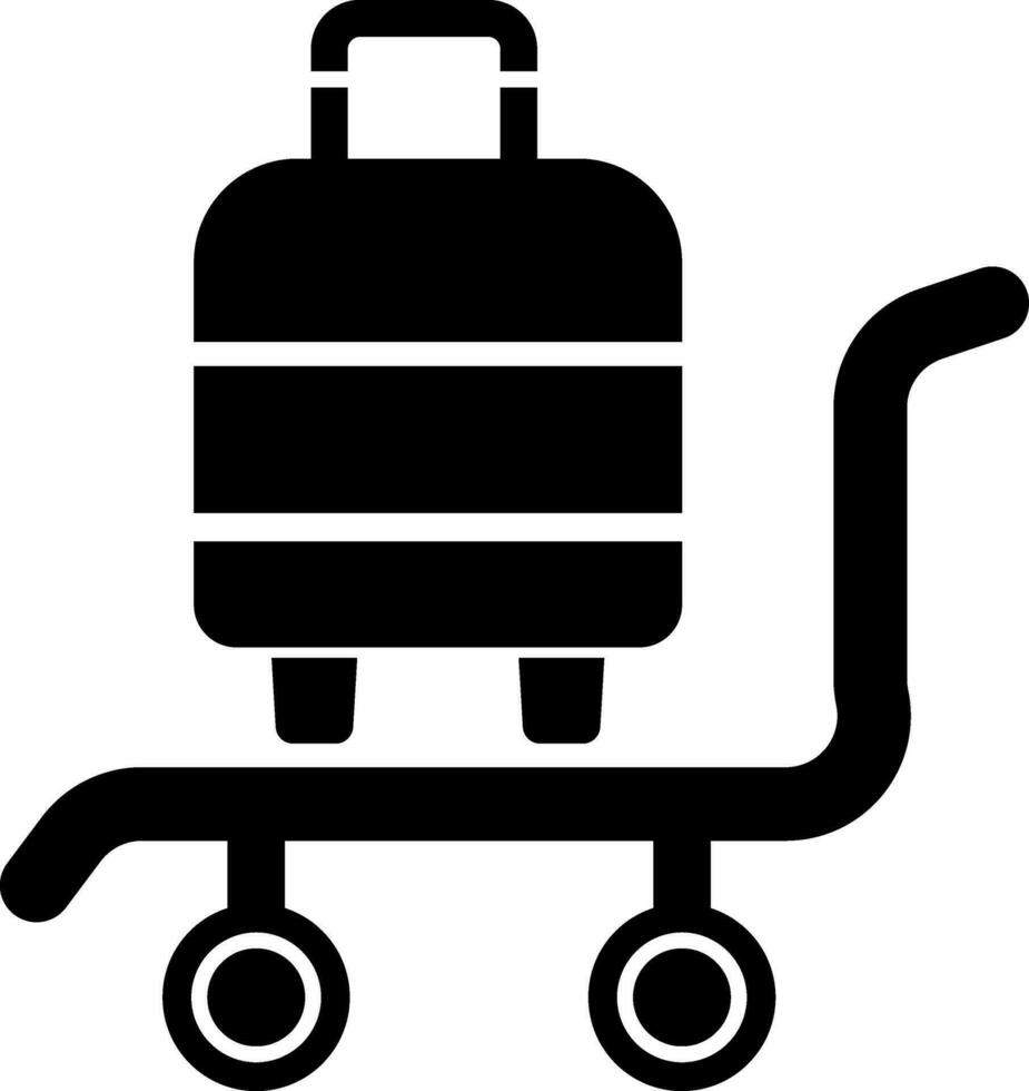 Koffer auf Gepäck Wagen Symbol. vektor