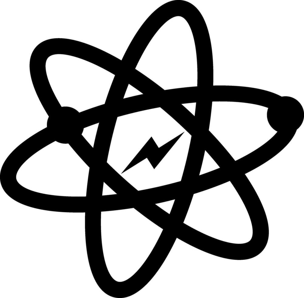 illustration av atom- energi i svart Färg. vektor