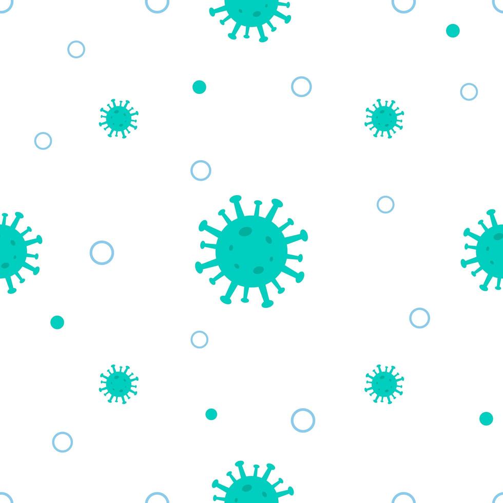 corona virus sömlösa mönster med blå och gröna virus av bakterierna coronavirus vektor