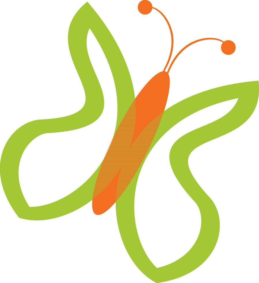 fjäril i orange och grön Färg. vektor