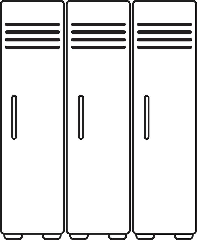 svart linje konst illustration av skåp i platt stil. vektor