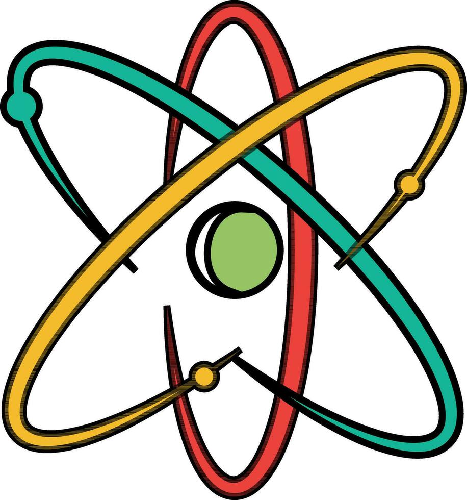 Illustration von Atom Symbol im eben Stil. vektor