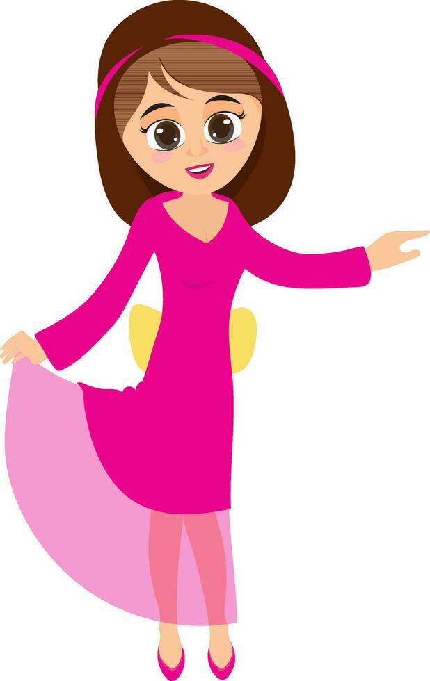 ung brud karaktär i rosa klänning. vektor